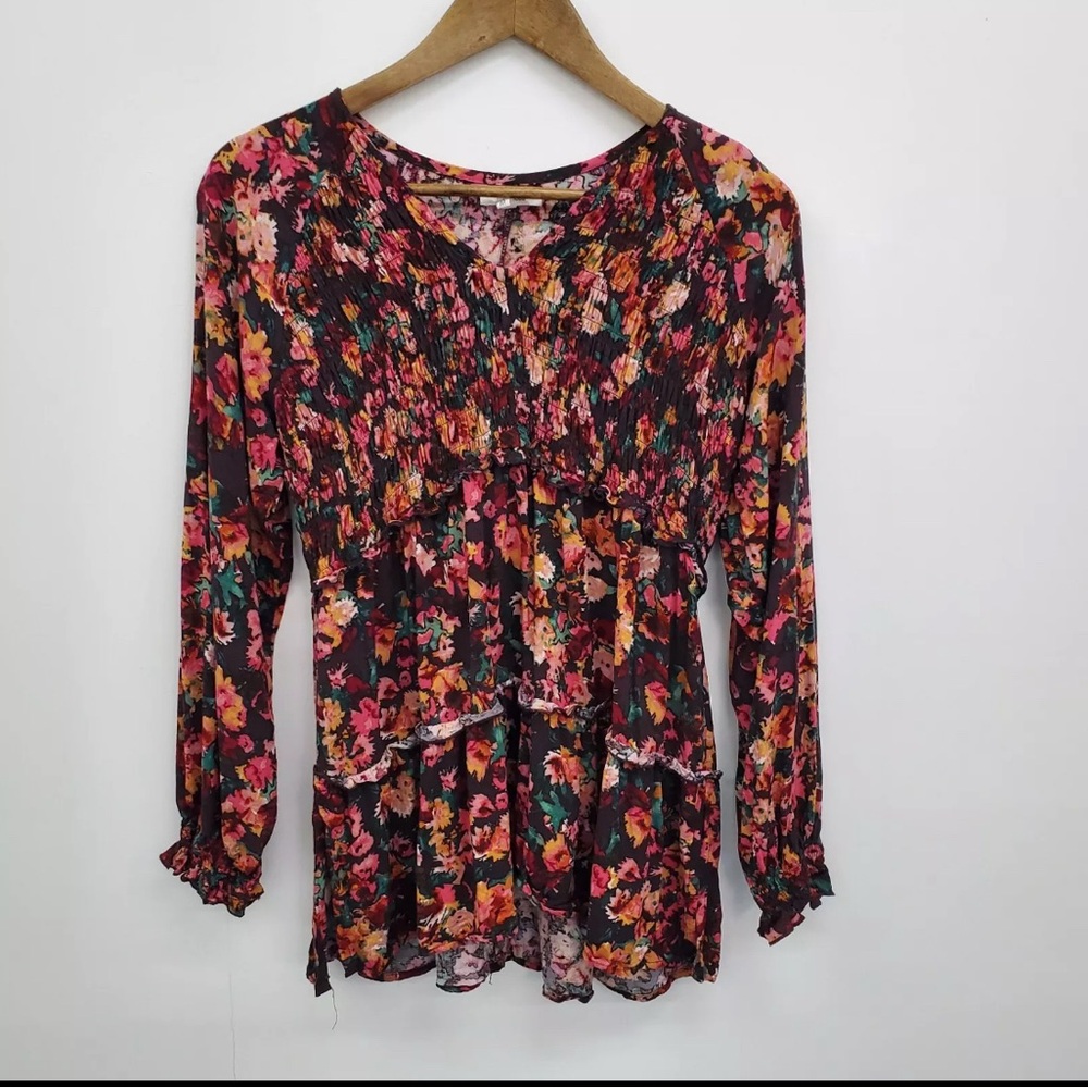 Maurices Floral Smocked Blouse- long sleeved dress V-Necked 3x. - Picture 10 of 13